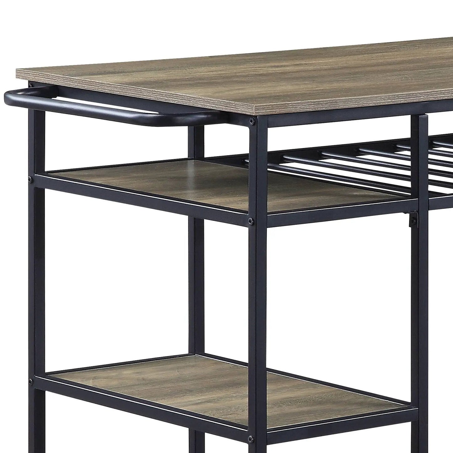 Lona Kitchen Island Rustic Oak and Black Finish