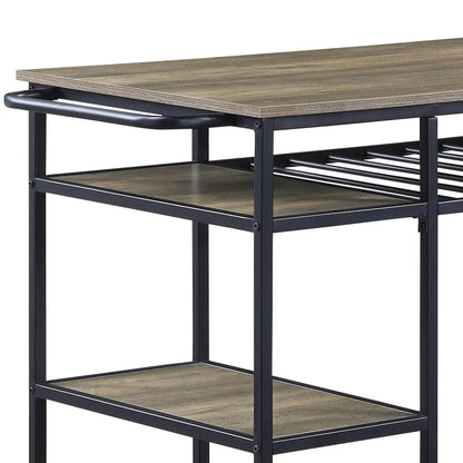 Lona Kitchen Island Rustic Oak and Black Finish