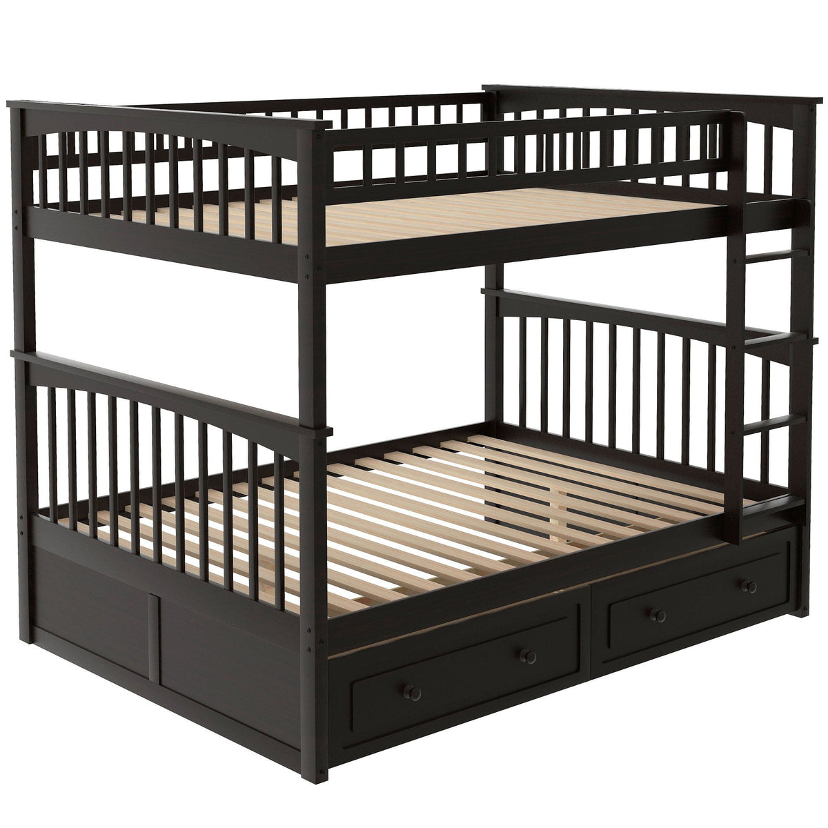 Bunk Bed With Drawers by HouseOfZazla in black finish with two underbed drawers on Tampa Home & Garden Store