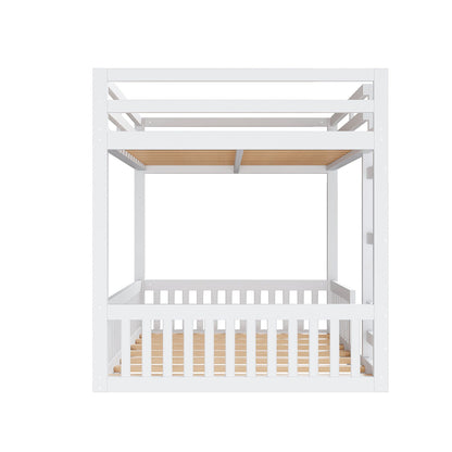 Stylish bunk bed by HouseOfZazla, white wooden frame with ladder and guardrails on Tampa Home & Garden Store