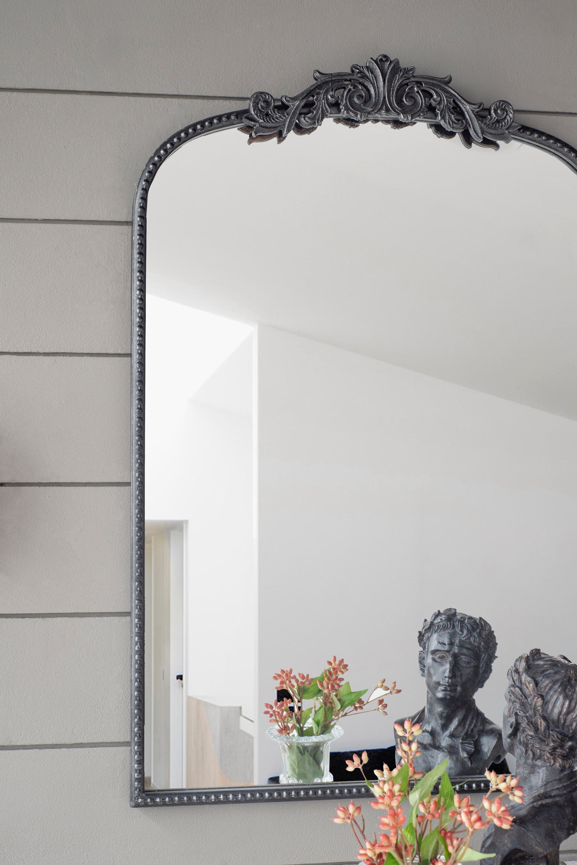 Baroque Ébonisé Grand Wall Mirror by HouseOfZazla; ornate dark frame with beaded edge on Tampa Home & Garden Store