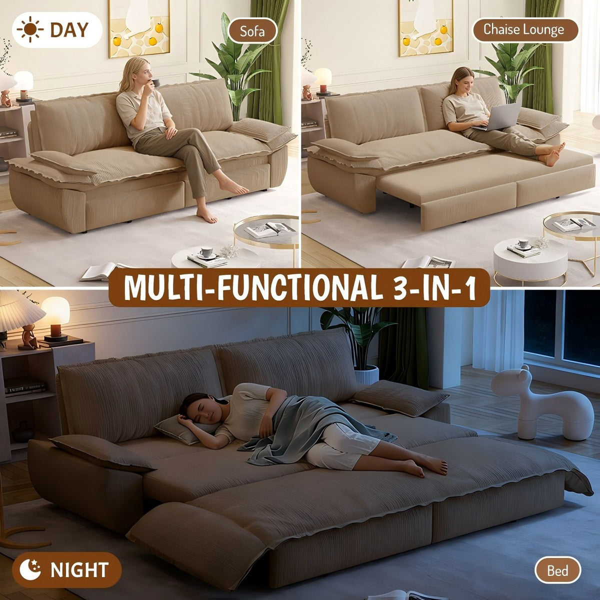 Queen Sleeper Bed and a 3 in 1 Convertible Sofa