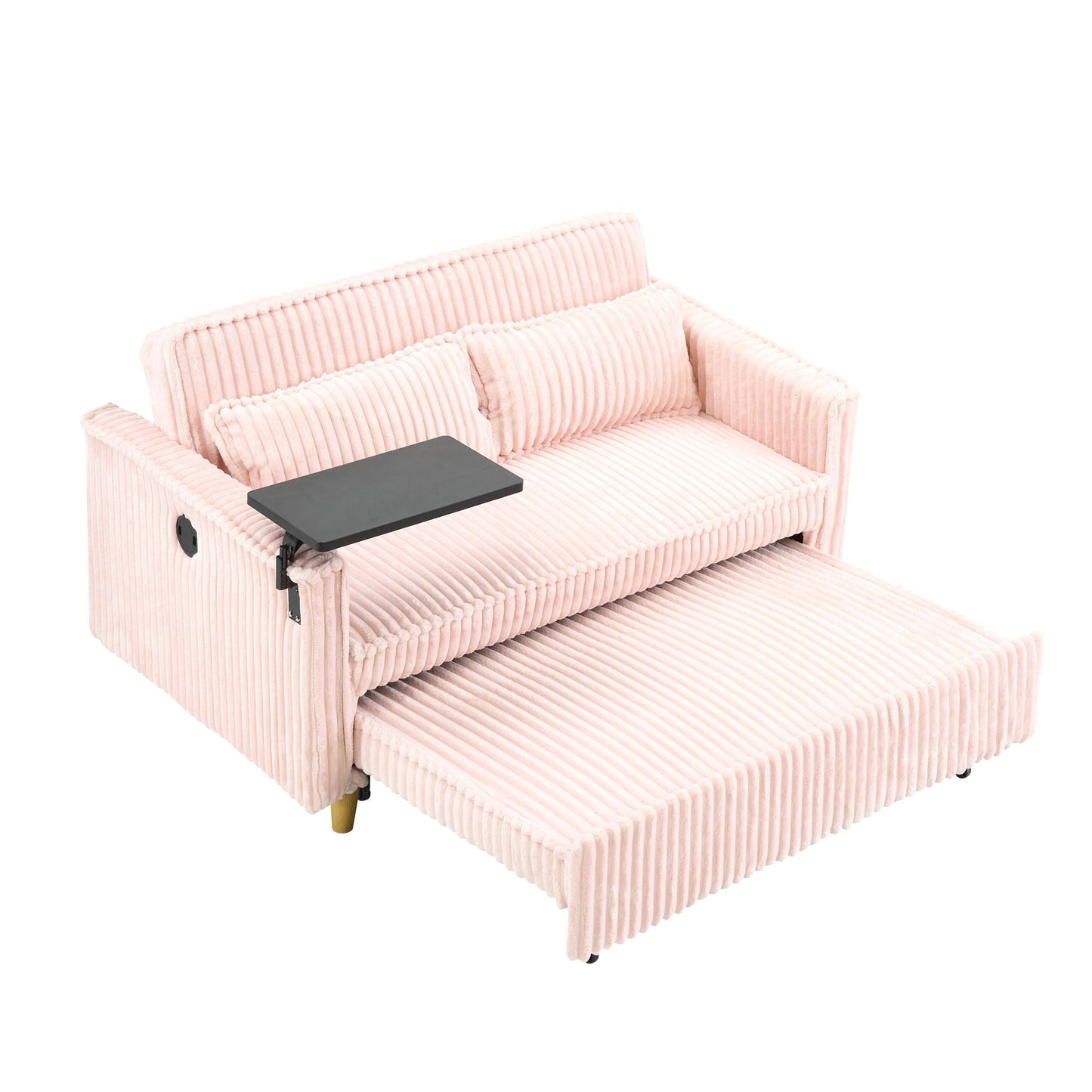 Pull Out Sofa With Movable Table and Usb Ports