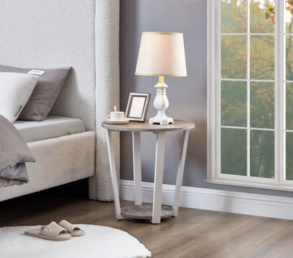 Elysian Contemporary Round End Table with Shelf, Gray by Unique Piece Furniture on Tampa Home & Garden Store