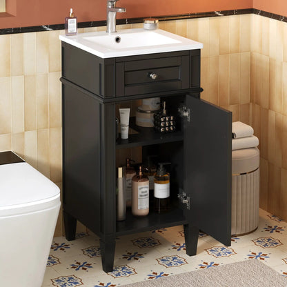French Style Vanity With Sink and Solid Wood Legs