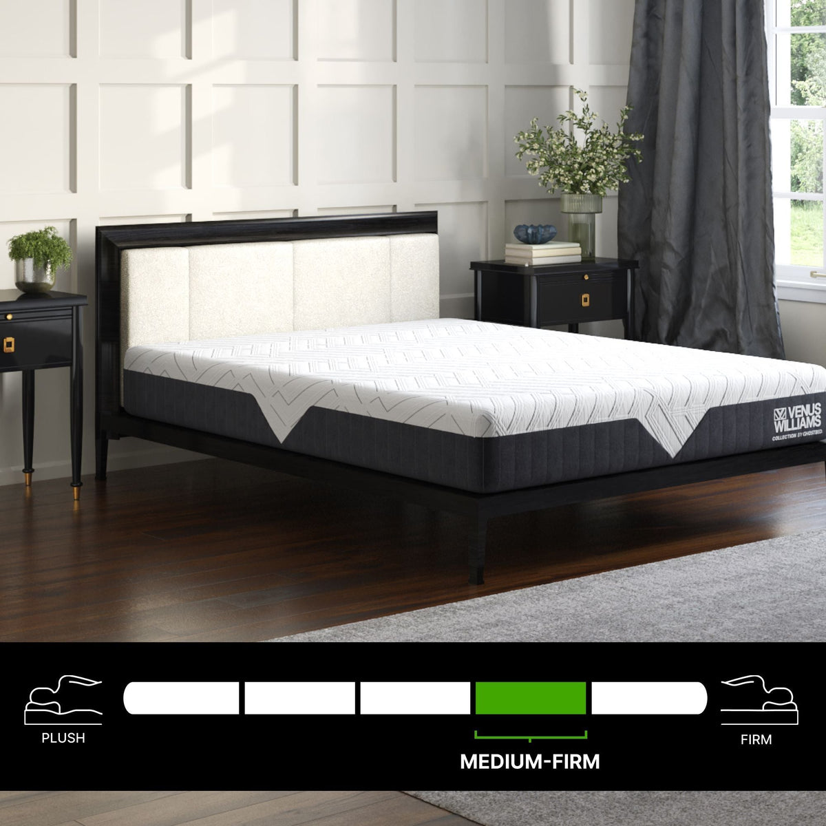 Venus Williams Legend 12in foam mattress white top with far infrared cooling on Tampa Home & Garden Store