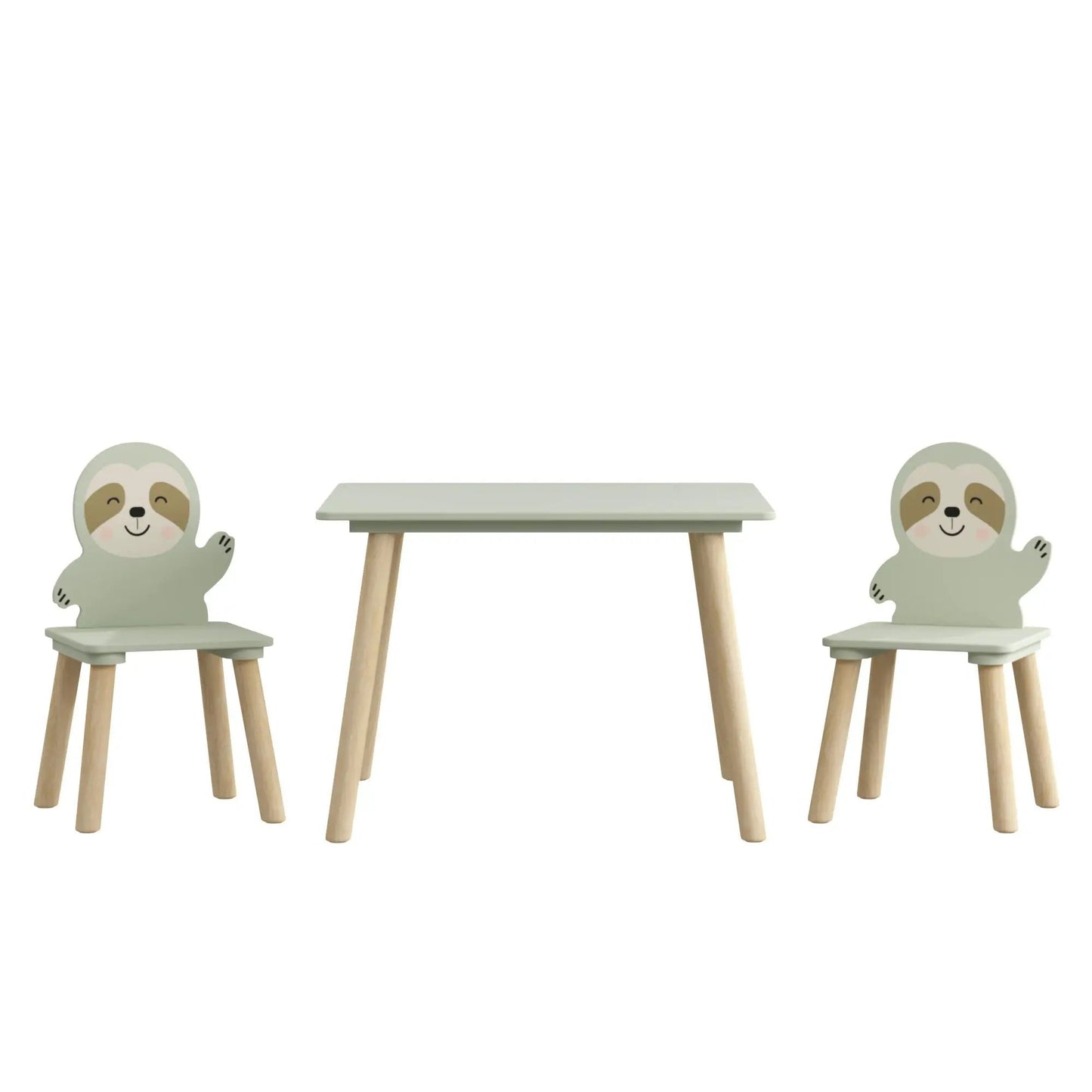 Sloth Themed Table and Chair Set with Two Chairs