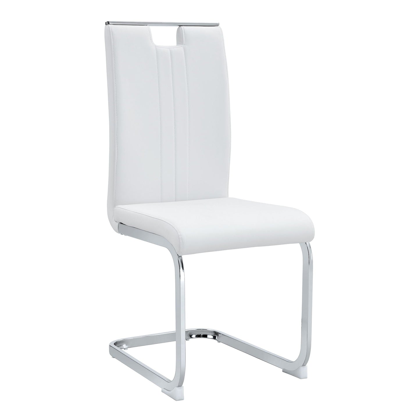 Bow Shaped Chair white faux leather with chrome cantilever base ergonomic back on Tampa Home & Garden Store