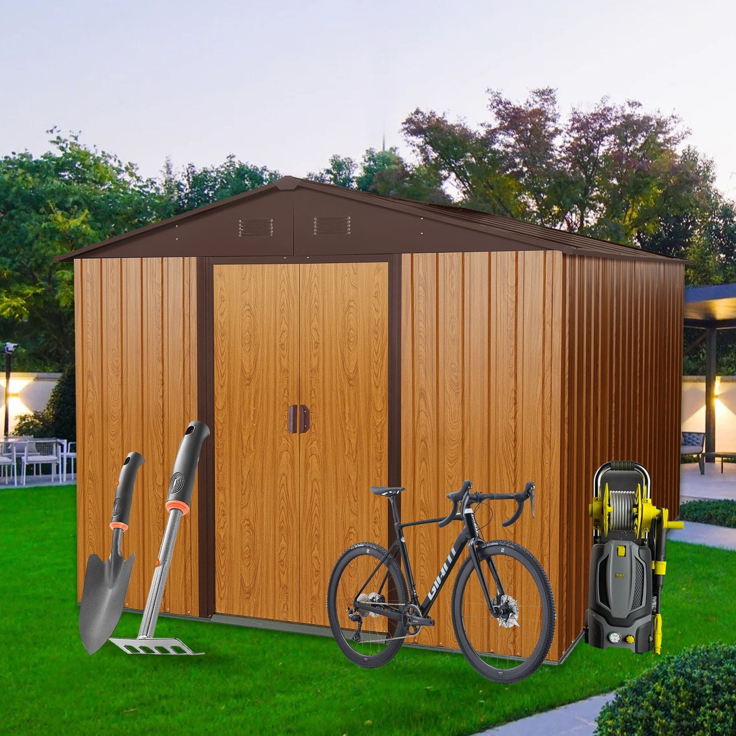 Outdoor Metal Storage Shed And Floor Base