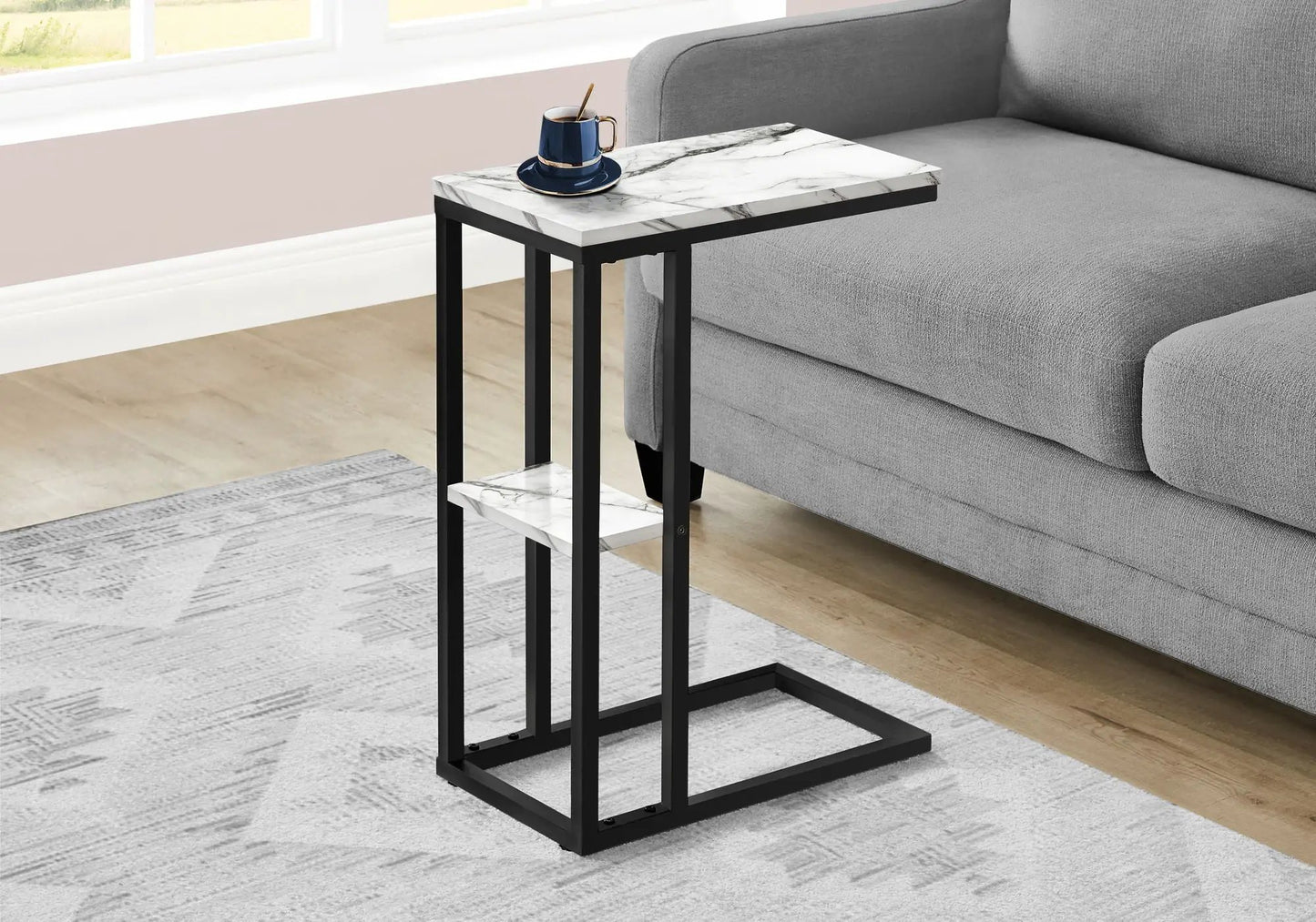 C Shaped Accent Table with Contemporary Design