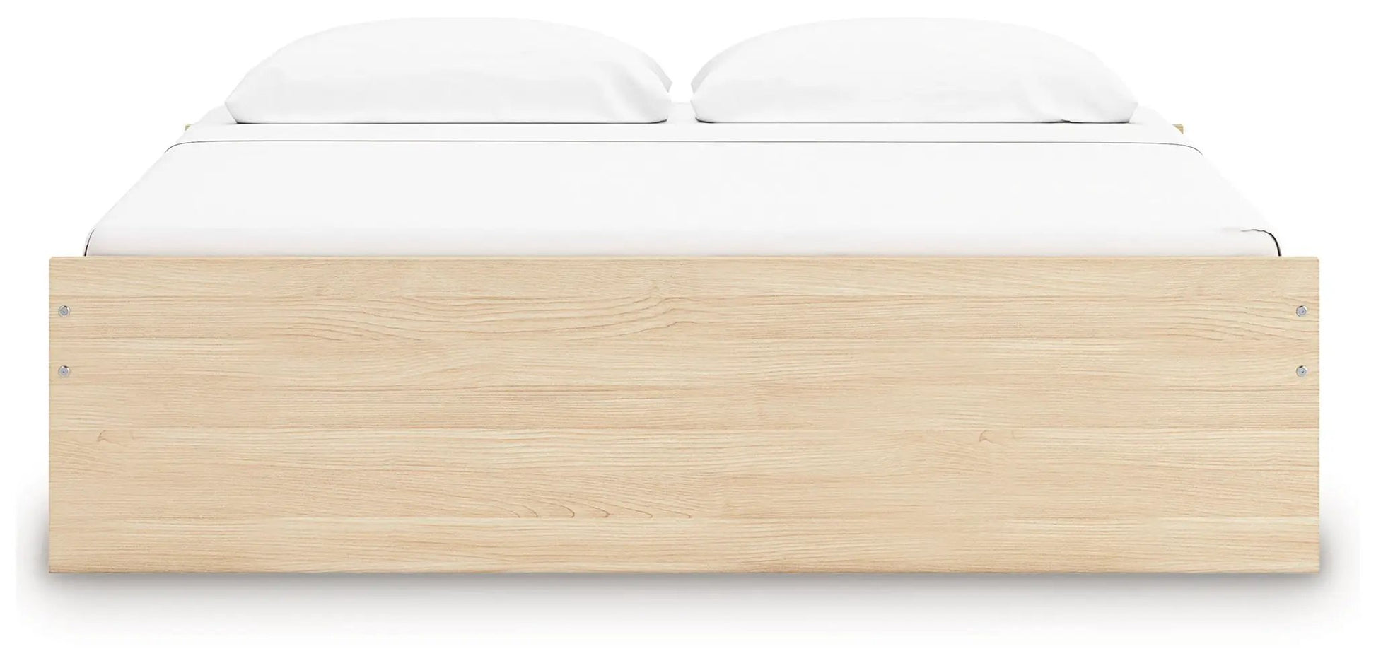 Onita platform bed storage in natural wood with white bedding on Tampa Home & Garden Store