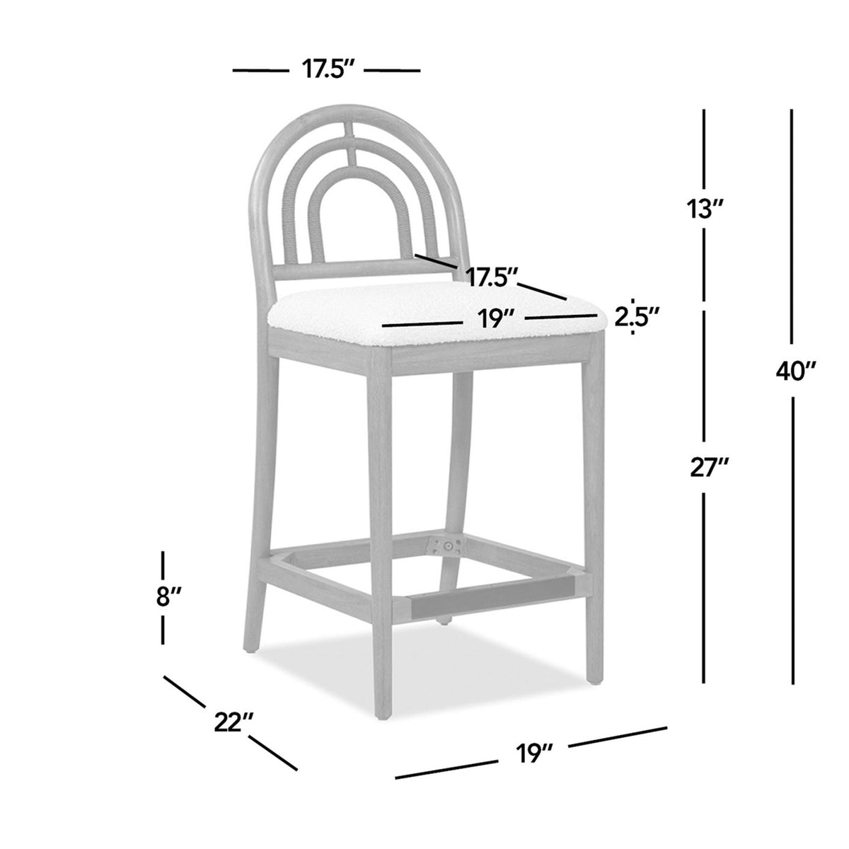 HouseOfZazla curved back cane bar stool with natural cane back and cushioned seat wood frame on Tampa Home & Garden Store