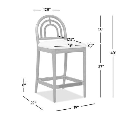 HouseOfZazla curved back cane bar stool with natural cane back and cushioned seat wood frame on Tampa Home & Garden Store