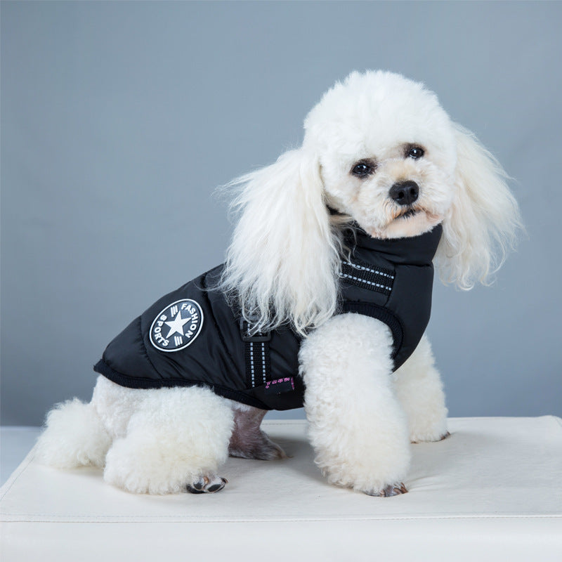 Pet Zen black hooded dog coat for small dogs, winter padded jacket with logo patch on Tampa Home & Garden Store