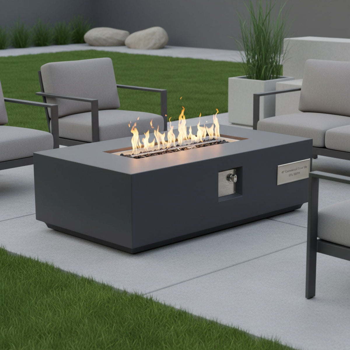 Rectangular Fire Pit Table light gray with 50,000 BTU heat output by HouseOfZazla on Tampa Home & Garden Store