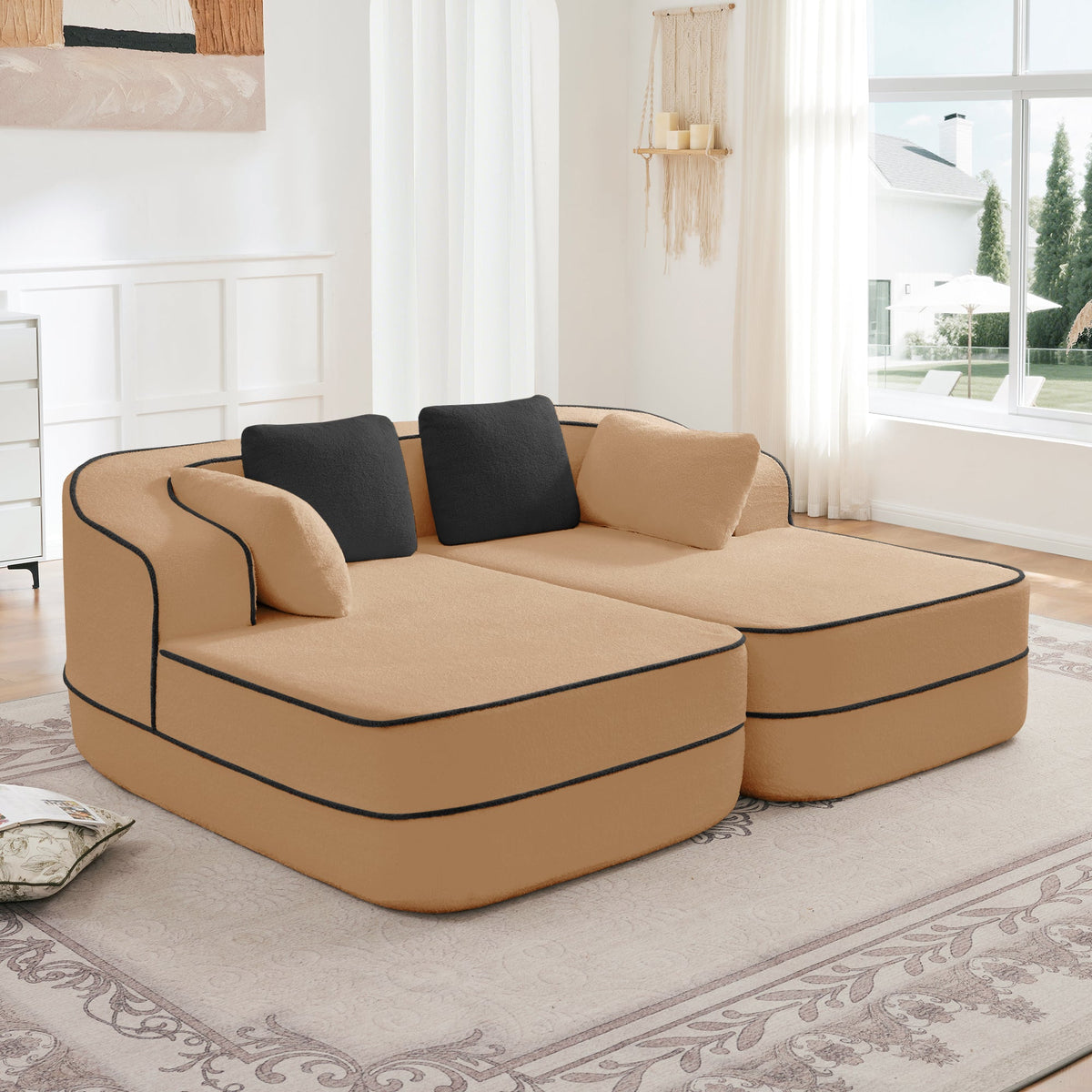 A Modern Teddy Fabric Sofa With No Assembly
