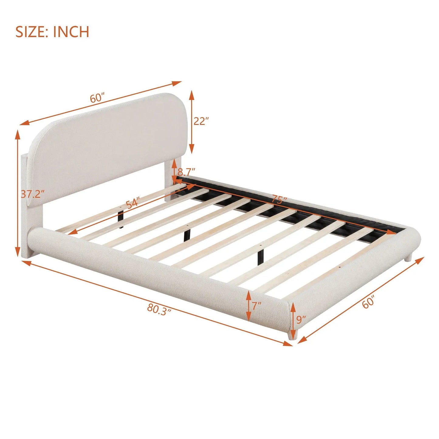 Upholstered Platform Bed With Thick Solid Frame