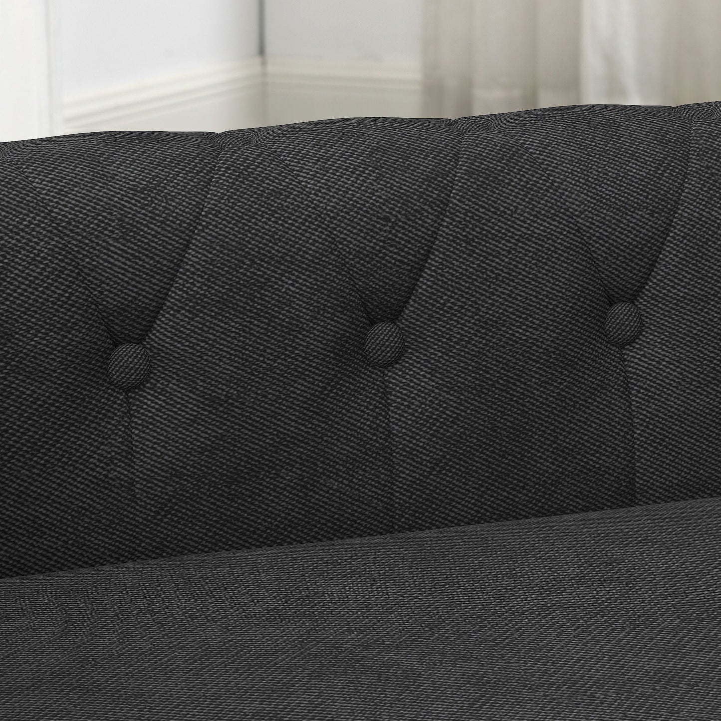 Rectangle dog bed by HouseOfZazla in charcoal gray woven fabric with tufted detailing on Tampa Home & Garden Store