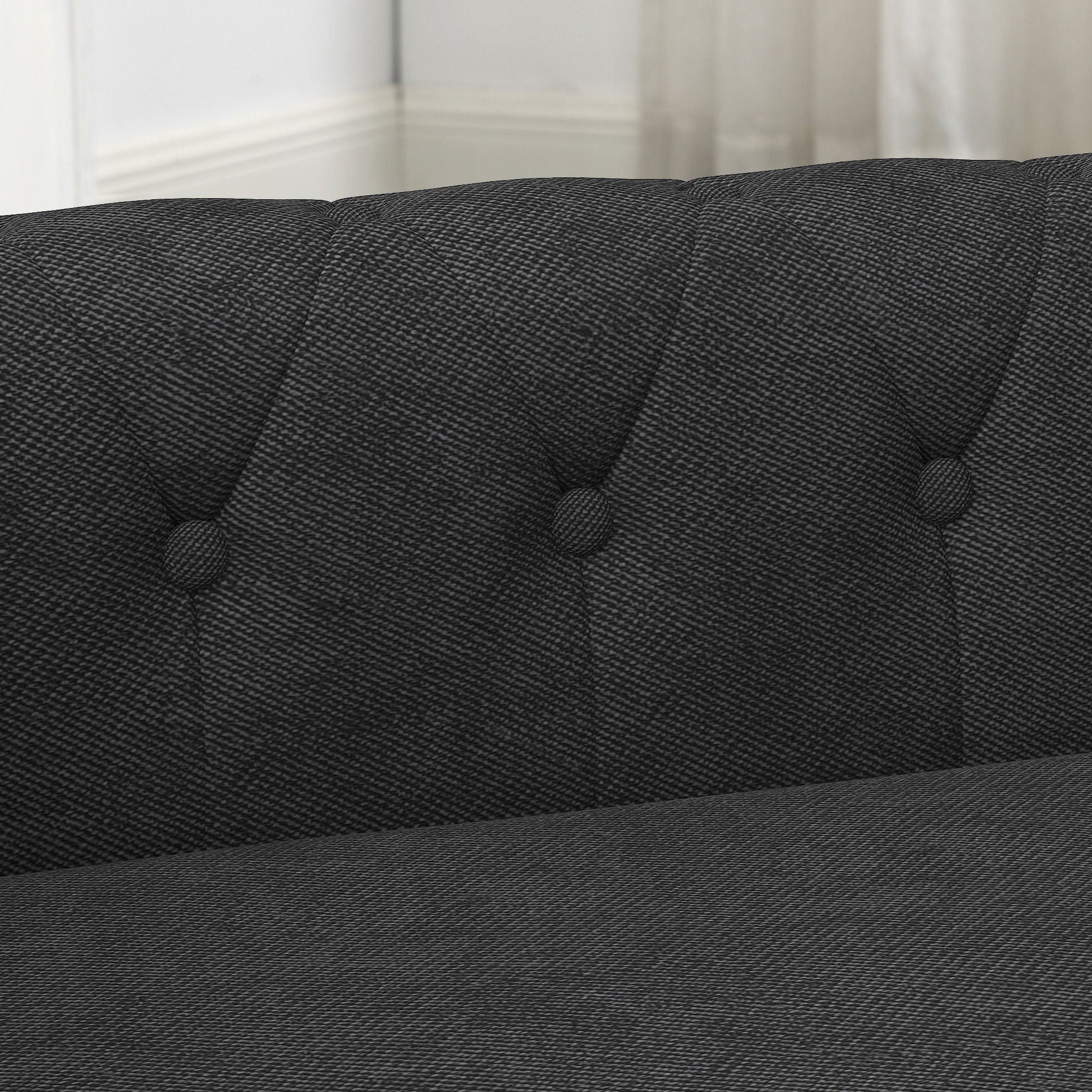 Rectangle dog bed by HouseOfZazla in charcoal gray woven fabric with tufted detailing on Tampa Home & Garden Store