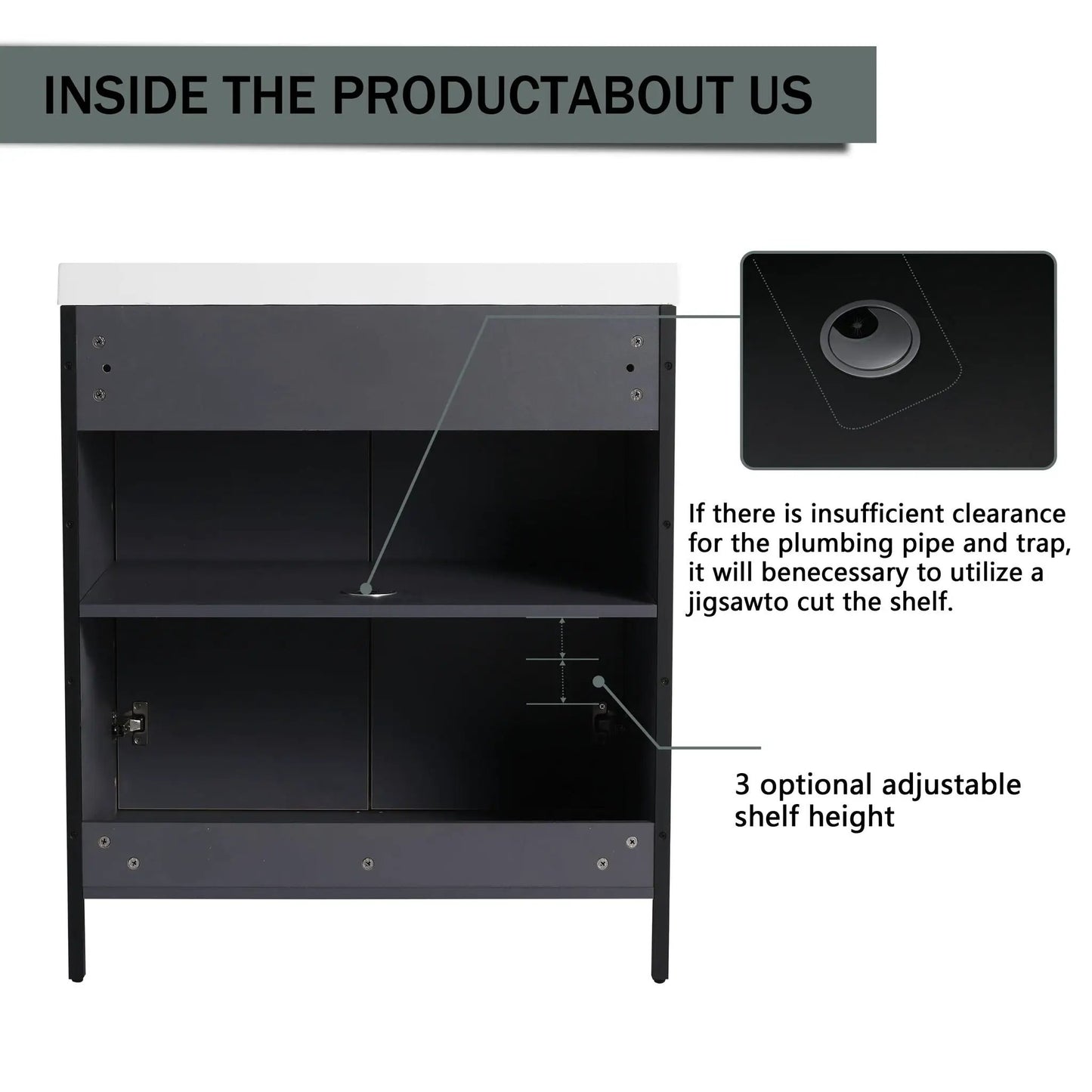 Modern Freestanding Vanity With Resin Sink