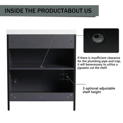 Modern Freestanding Vanity With Resin Sink