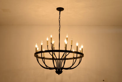 15-Light Industrial Iron Candle Chandelier black metal frame with candle bulbs on Tampa Home & Garden Store