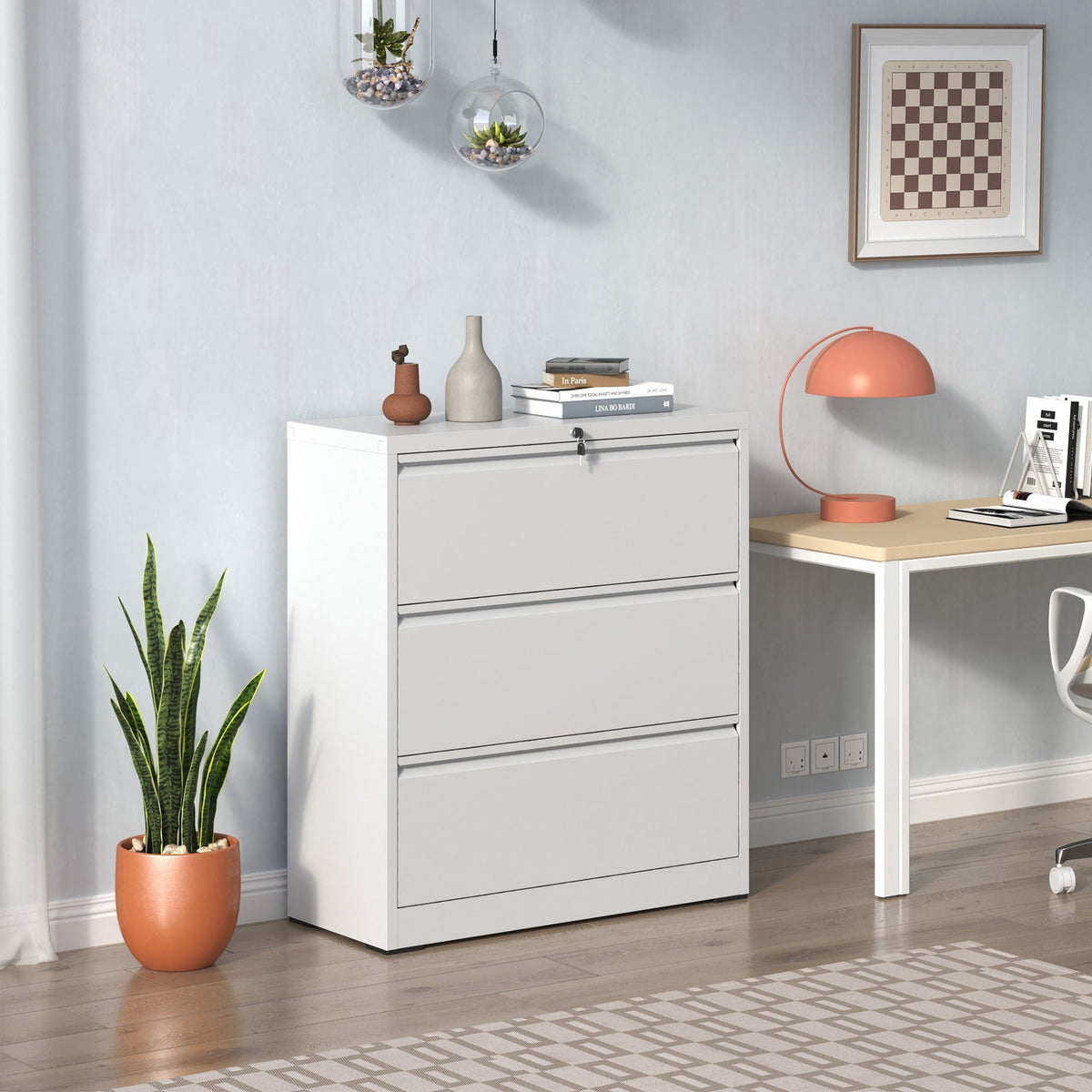 Premium Drawer Metal Lateral File Cabinet with Lock, white metal, 4-drawer on Tampa Home & Garden Store