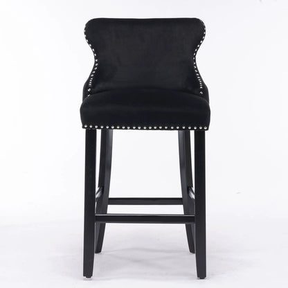 Contemporary Wing-Back Barstools with Tufting