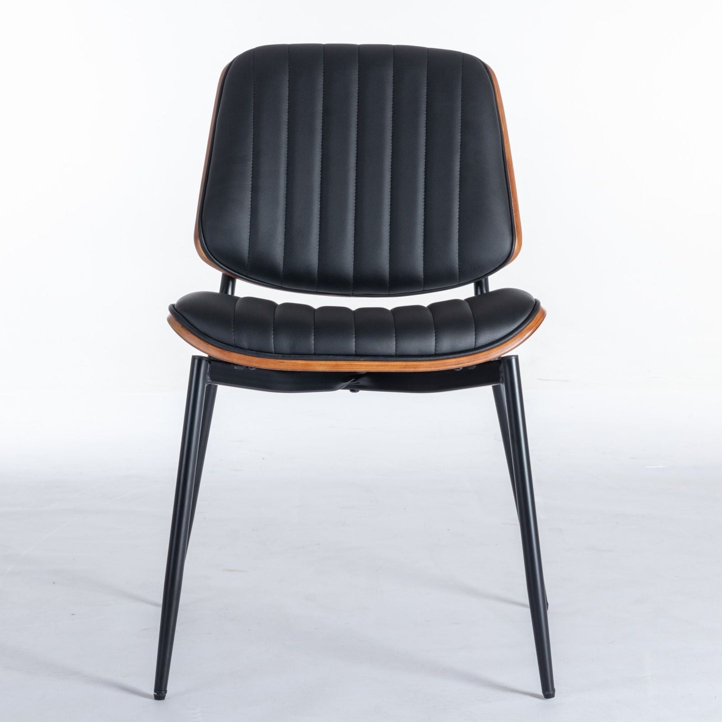 Dining chairs set of 2 with black upholstered seats and walnut bentwood back on metal legs on Tampa Home & Garden Store