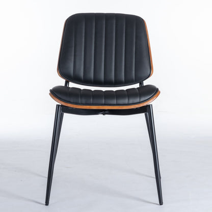 Dining chairs set of 2 with black upholstered seats and walnut bentwood back on metal legs on Tampa Home & Garden Store