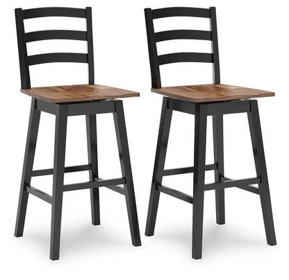 Wildenauer Swivel Stool set of 2 with wood seats and black frames on Tampa Home & Garden Store