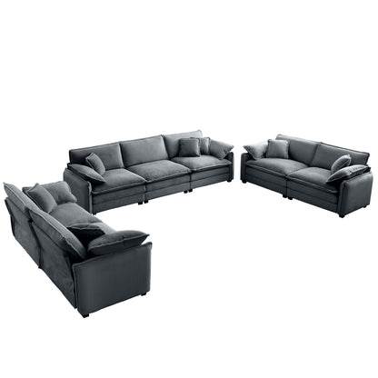 Modern Living Room Sofa 3-Piece Set gray striped fabric sectional by HouseOfZazla on Tampa Home & Garden Store