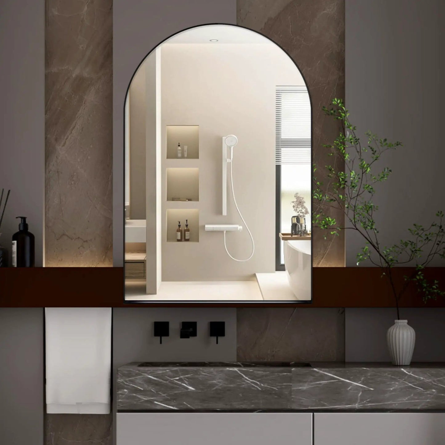 Arched Recessed Medicine Cabinet with Mirror