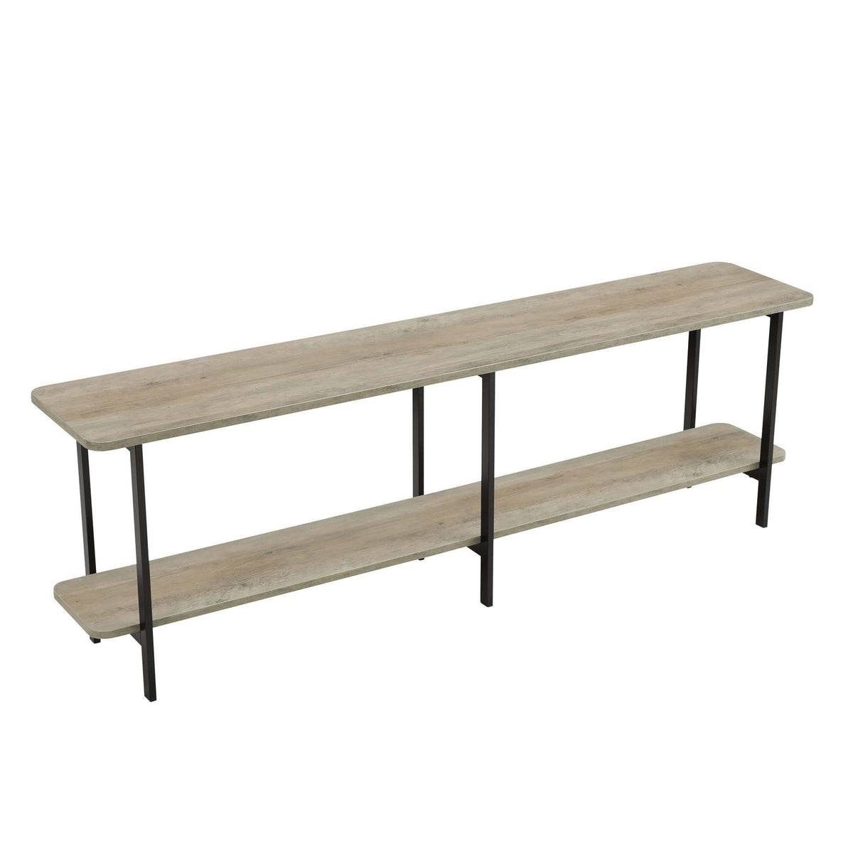 Celine 2-Shelf Console Table with weathered gray wood and black metal legs on Tampa Home & Garden Store