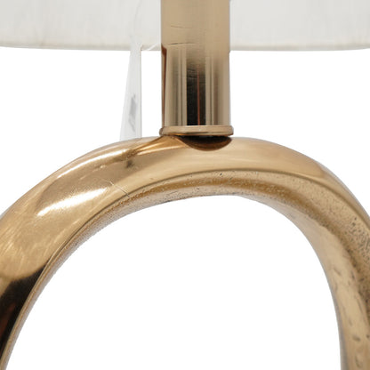 D14x28.5' Oval Shape Cut Out Metal Table Lamp with gold finish and cream linen shade on Tampa Home & Garden Store