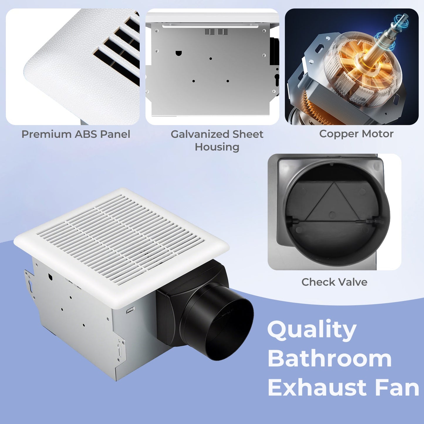 80 CFM Bathroom Exhaust Fan with Metal Housing and 4 Inches Duct