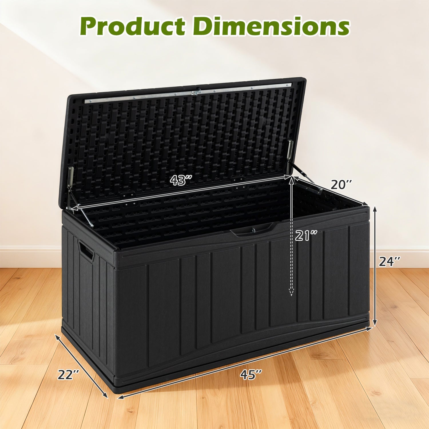 80 Gallon Outdoor Deck Box with Lockable Lid by DirectDeals, black resin storage 45x22x24 in on Tampa Home & Garden Store