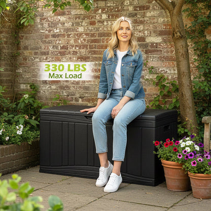 80 Gallon outdoor deck box with lockable lid, black plastic by DirectDeals on Tampa Home & Garden Store