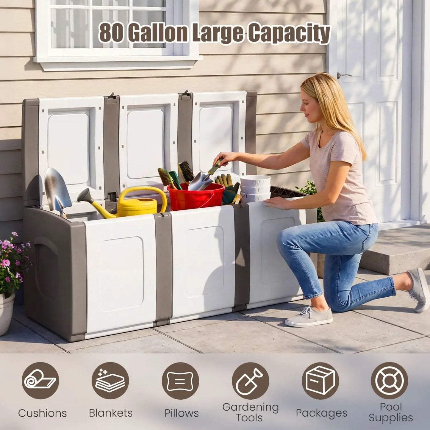 Patio Storage Container with Lockable Lid