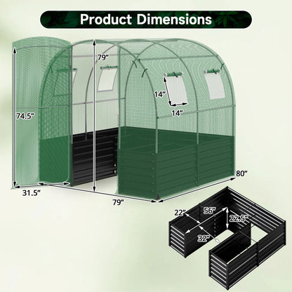 Walk-In Greenhouse with Planter Bed, green mesh-frame, DirectDeals, 80x79x79 in on Tampa Home & Garden Store