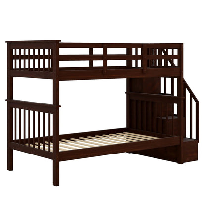 Stairway Bunk Bed with Storage and Guard Rail
