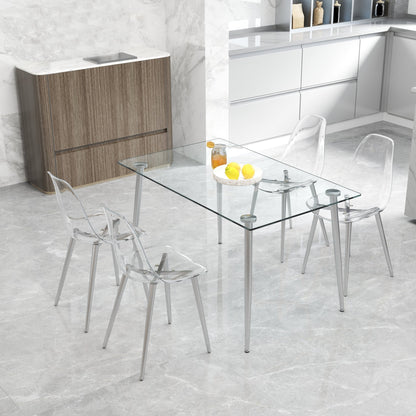 Modern Minimalist Transparent Dining Chair - 6-Piece Set with clear acrylic seats and metal legs on Tampa Home & Garden Store