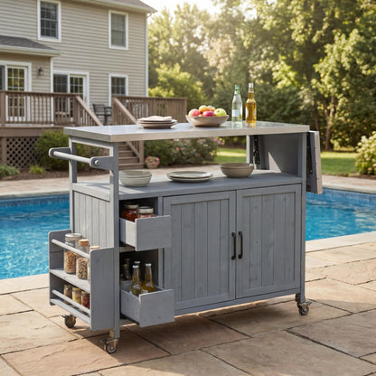 Farmhouse Rolling Outdoor Kitchen and Cart