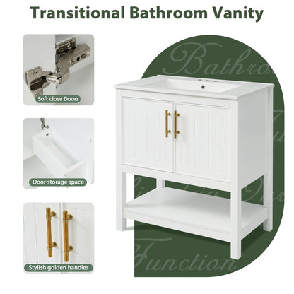 Elegant Vanity with Ceramic Sink and Storage