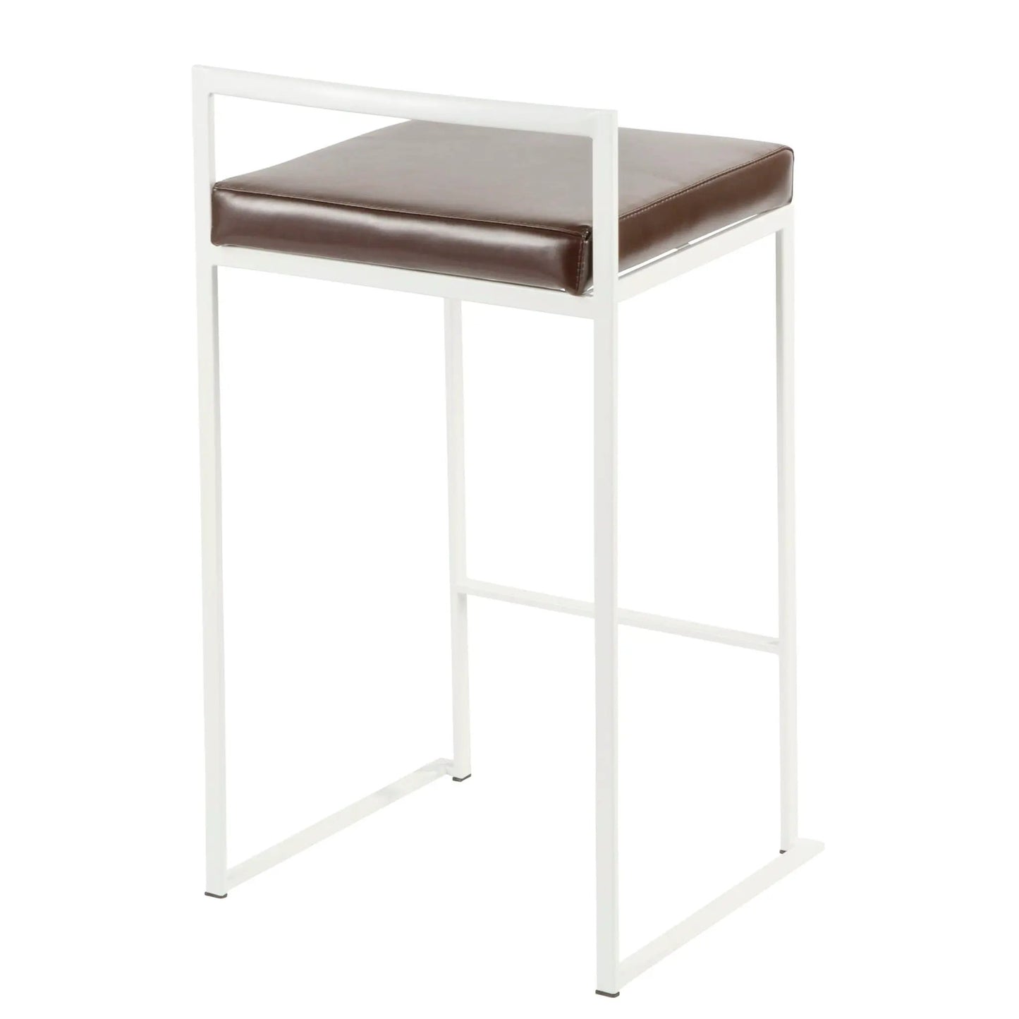 Fuji Simple Elegance Contemporary Stackable Counter Stool with white frame and brown seat on Tampa Home & Garden Store