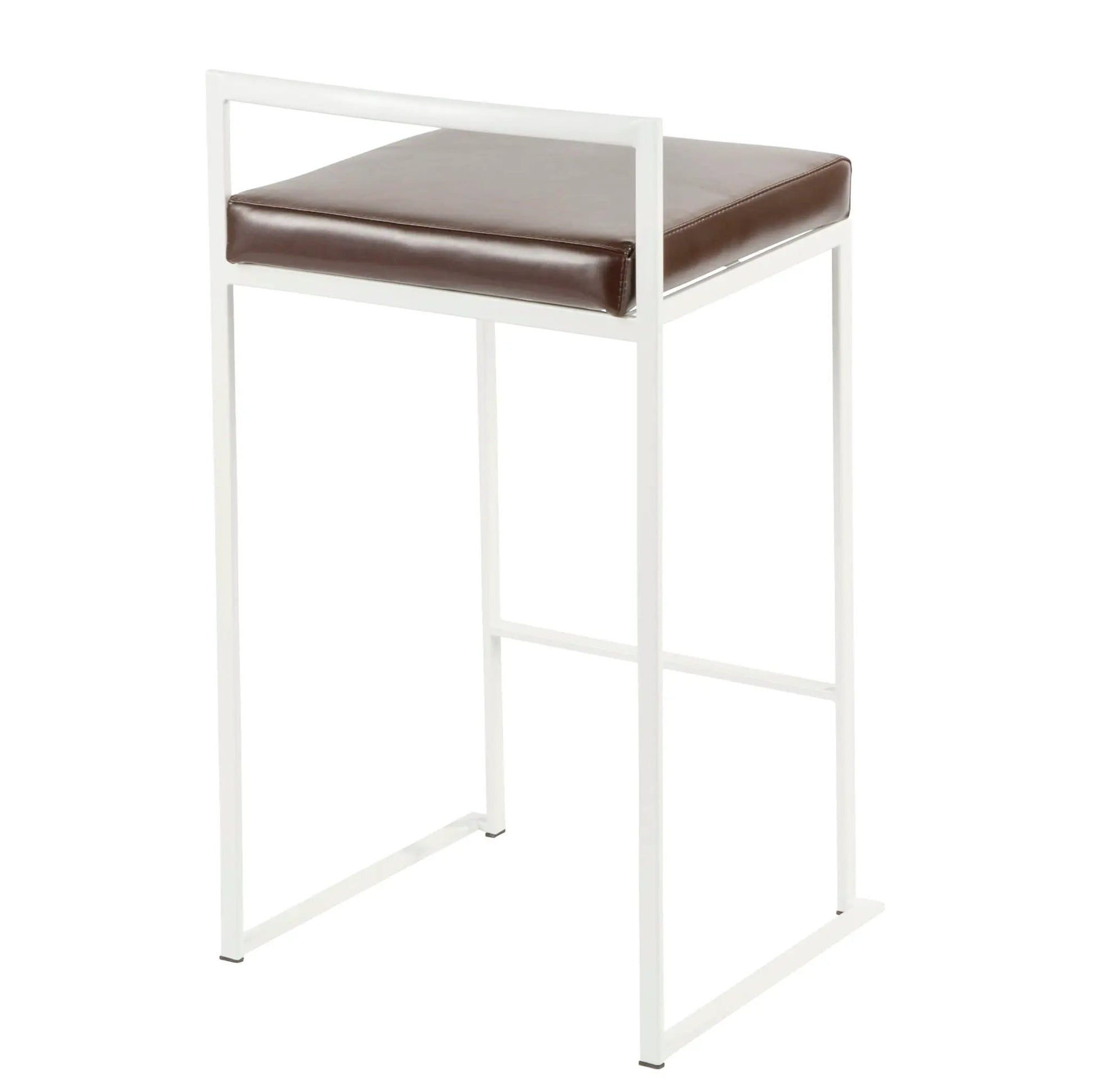 Fuji Simple Elegance Contemporary Stackable Counter Stool with white frame and brown seat on Tampa Home & Garden Store