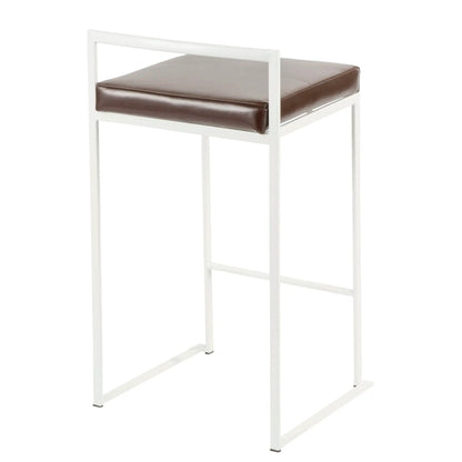 Fuji Simple Elegance Contemporary Stackable Counter Stool with white frame and brown seat on Tampa Home & Garden Store