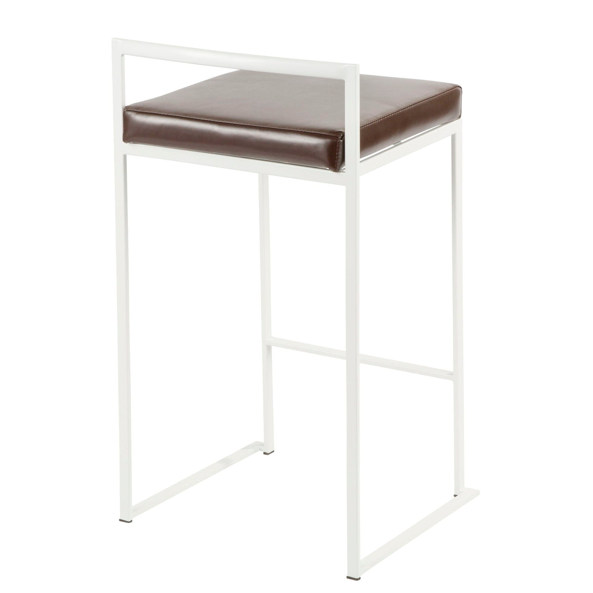 Stackable counter stool with padded brown seat and white metal frame by HouseOfZazla on Tampa Home & Garden Store