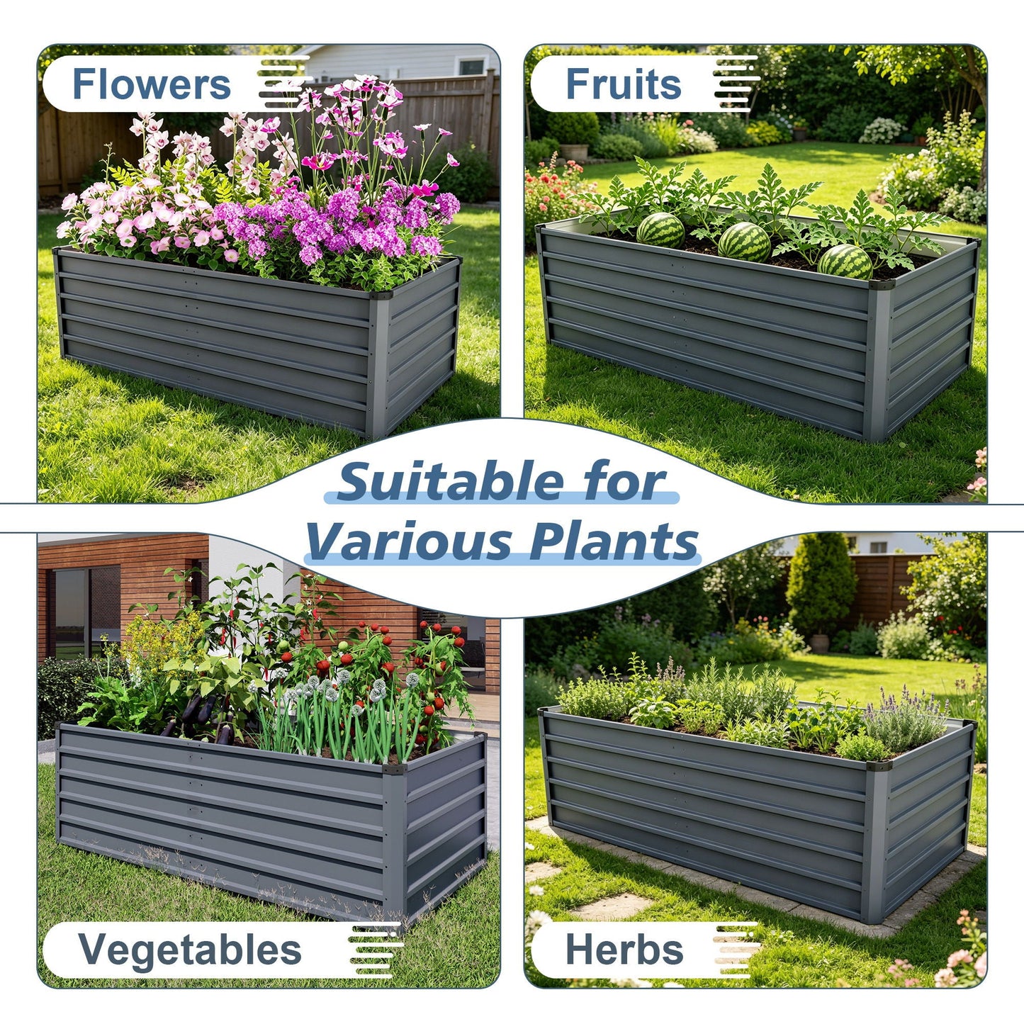 Sturdy Outdoor Garden Bed and Coated Steel Frame
