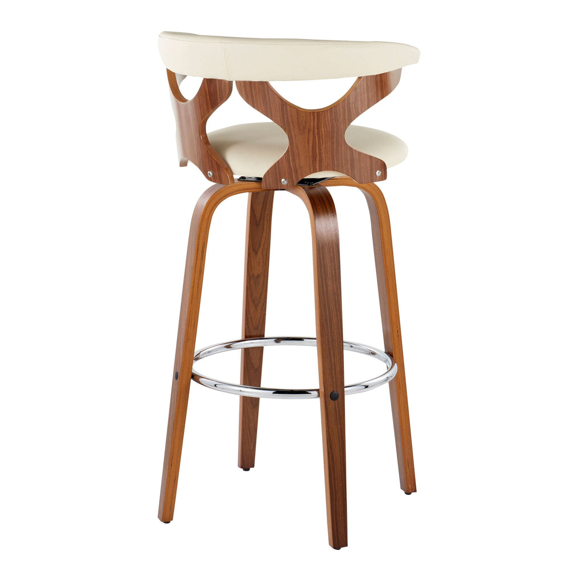 Barstool mid century modern swivel with padded ivory upholstery, wood frame HouseOfZazla on Tampa Home & Garden Store